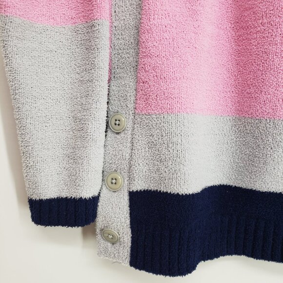 Talbots Cozy Knit Color Block Pullover Sweater XSP Side Button Relaxed Gray Pink - Picture 6 of 10